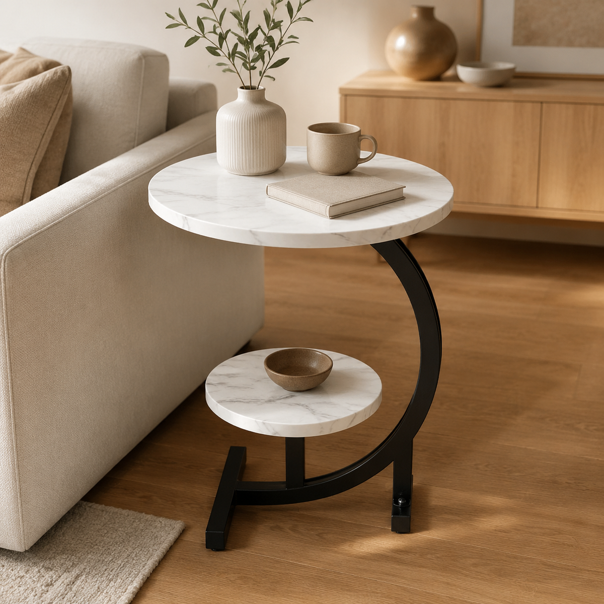 Ovelle PetalArc Two-Tier Accent Table