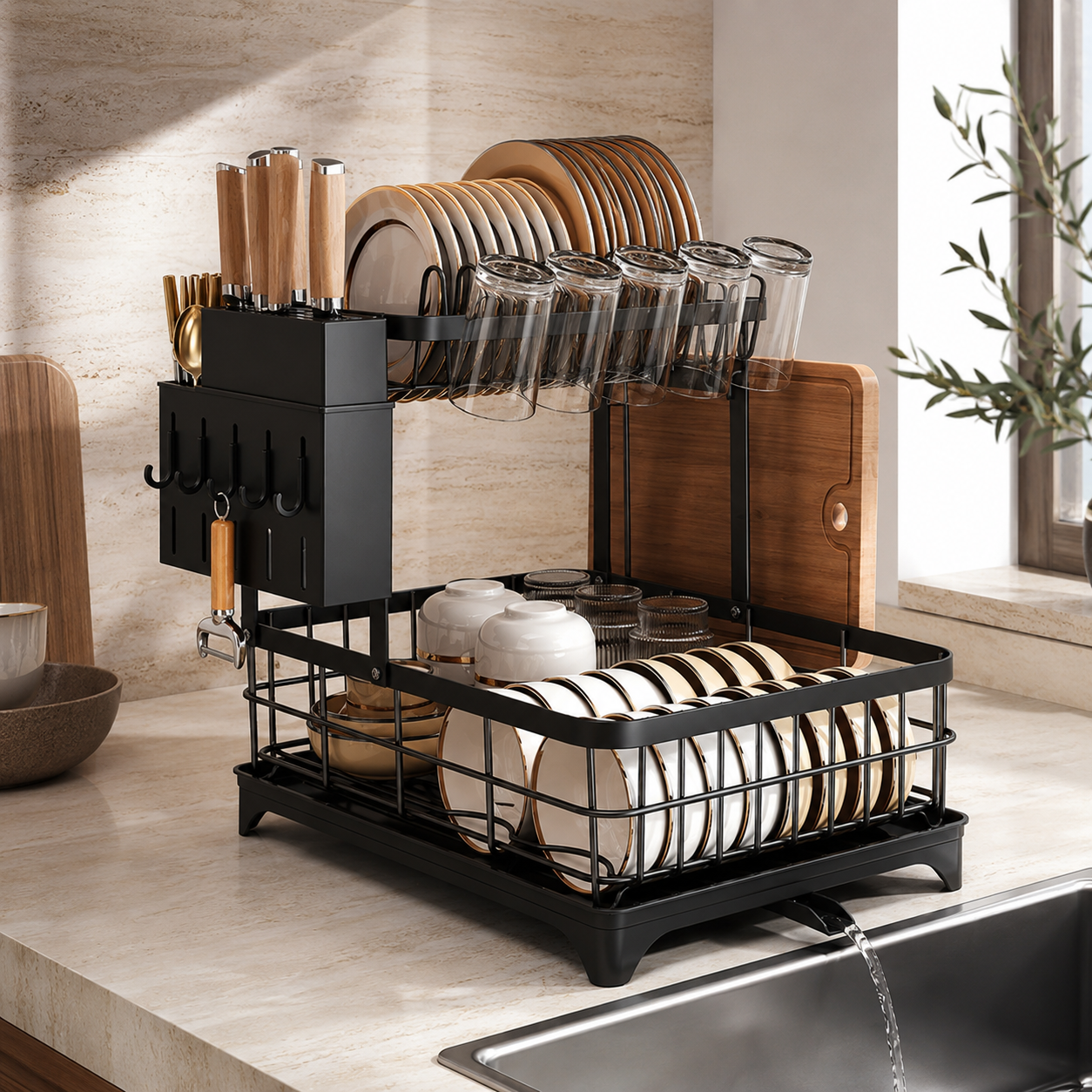 Ovelle FlowRack™ Self-Draining Dish Organizer