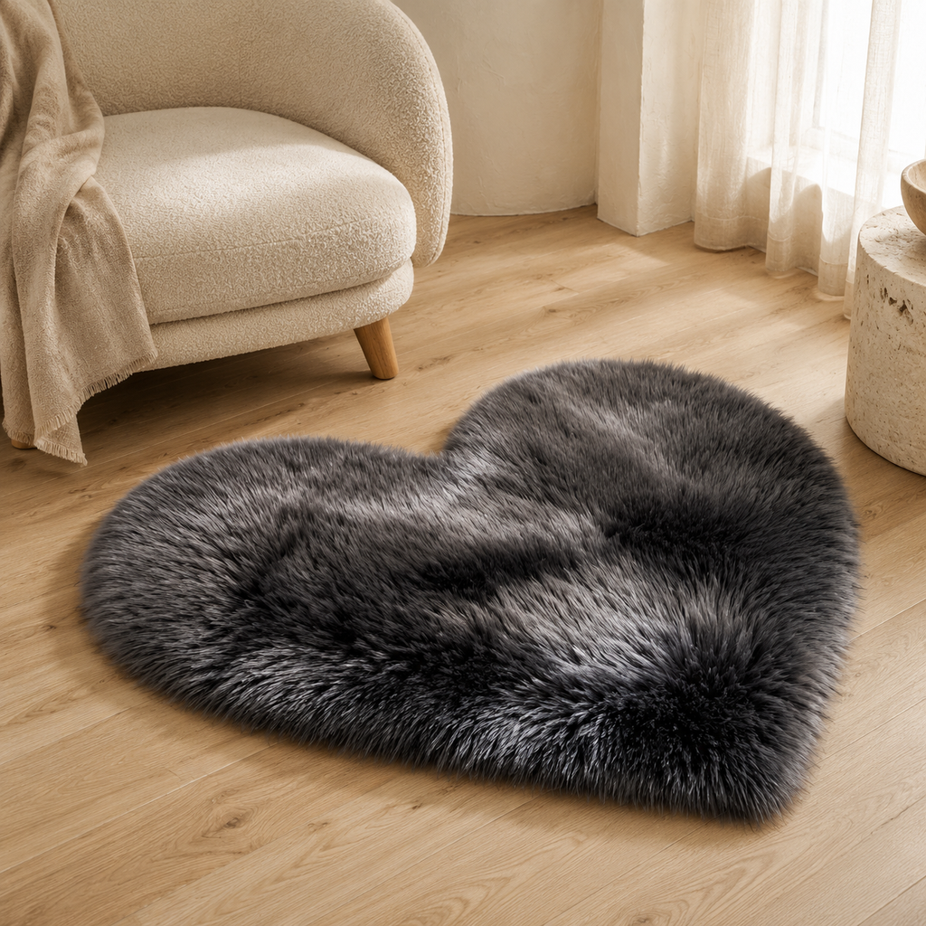Ovelle Amora Faux-Fur Heart Rug