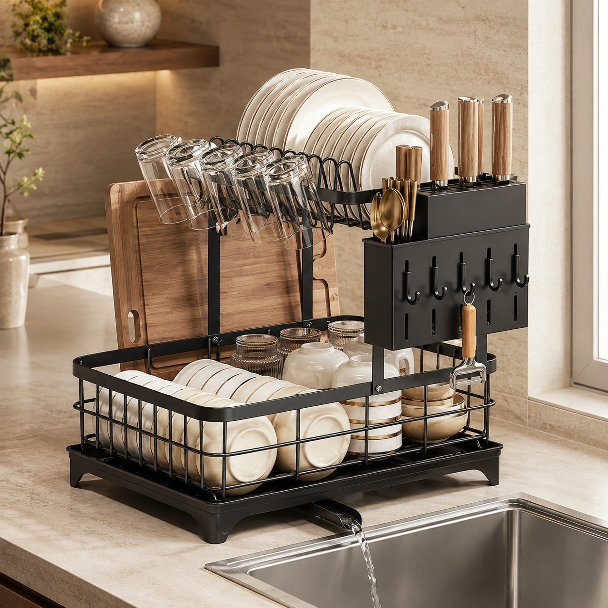 Ovelle FlowRack™ Self-Draining Dish Organizer