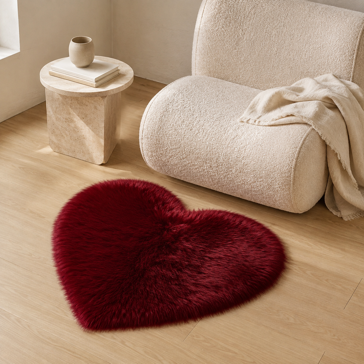 Ovelle Amora Faux-Fur Heart Rug