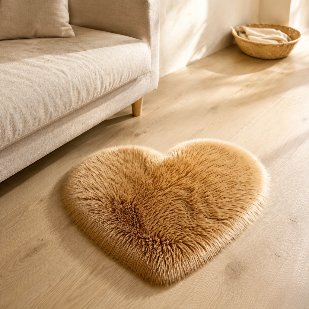 Ovelle Amora Faux-Fur Heart Rug
