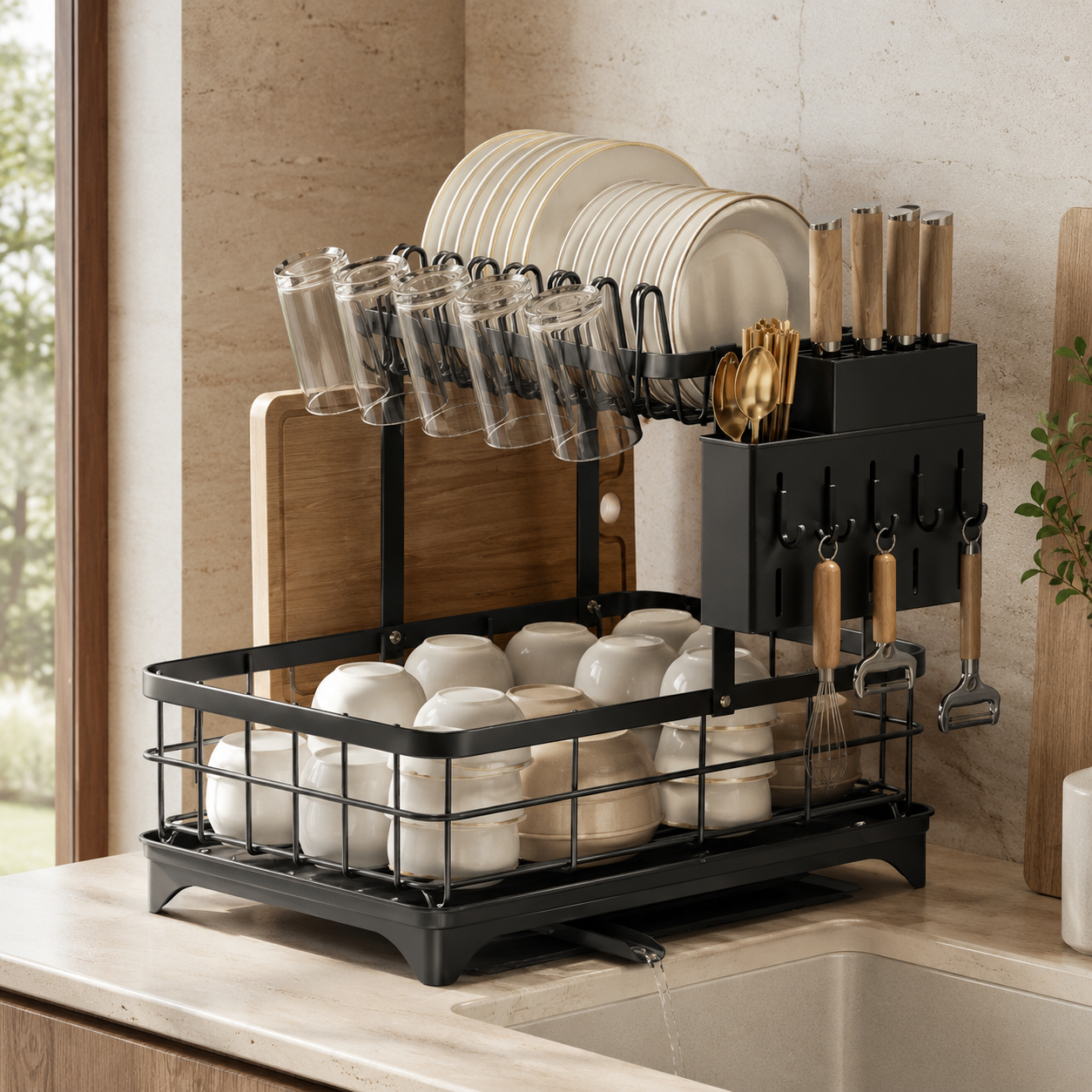 Ovelle FlowRack™ Self-Draining Dish Organizer