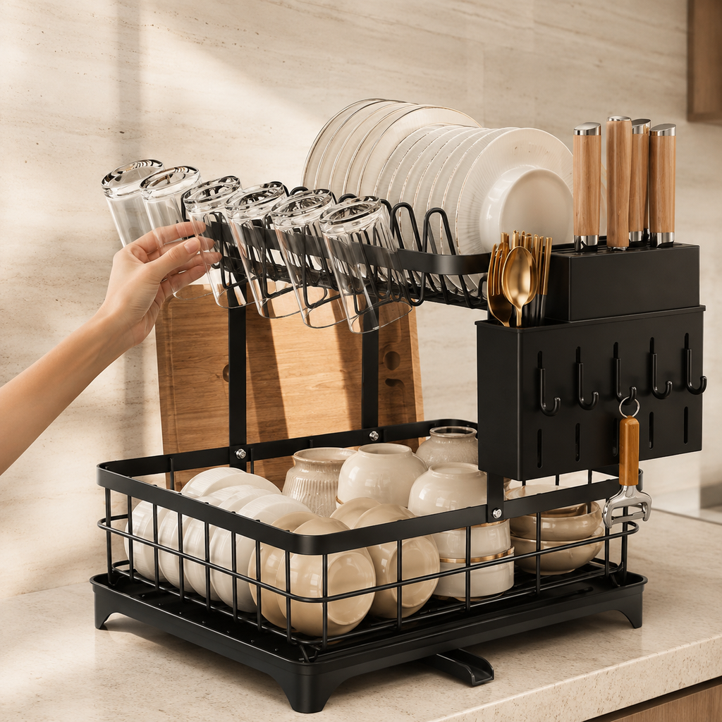 Ovelle FlowRack™ Self-Draining Dish Organizer