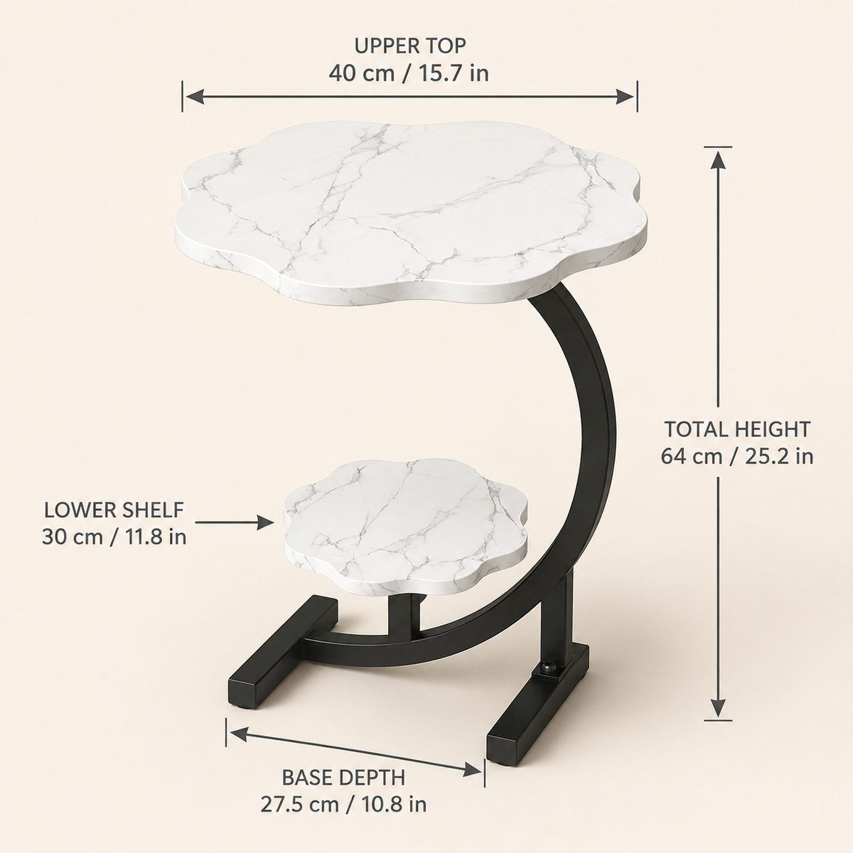 Ovelle PetalArc Two-Tier Accent Table
