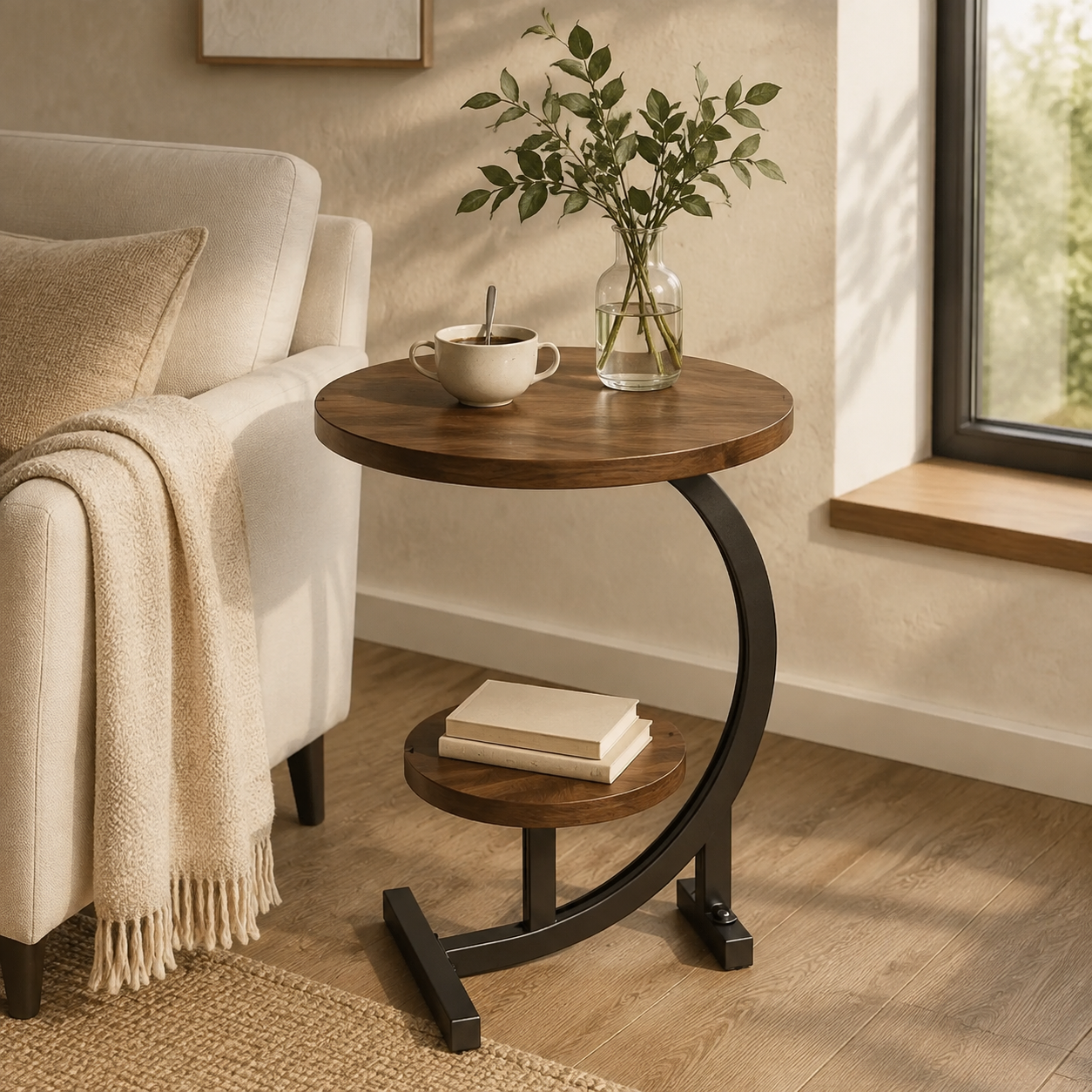 Ovelle PetalArc Two-Tier Accent Table