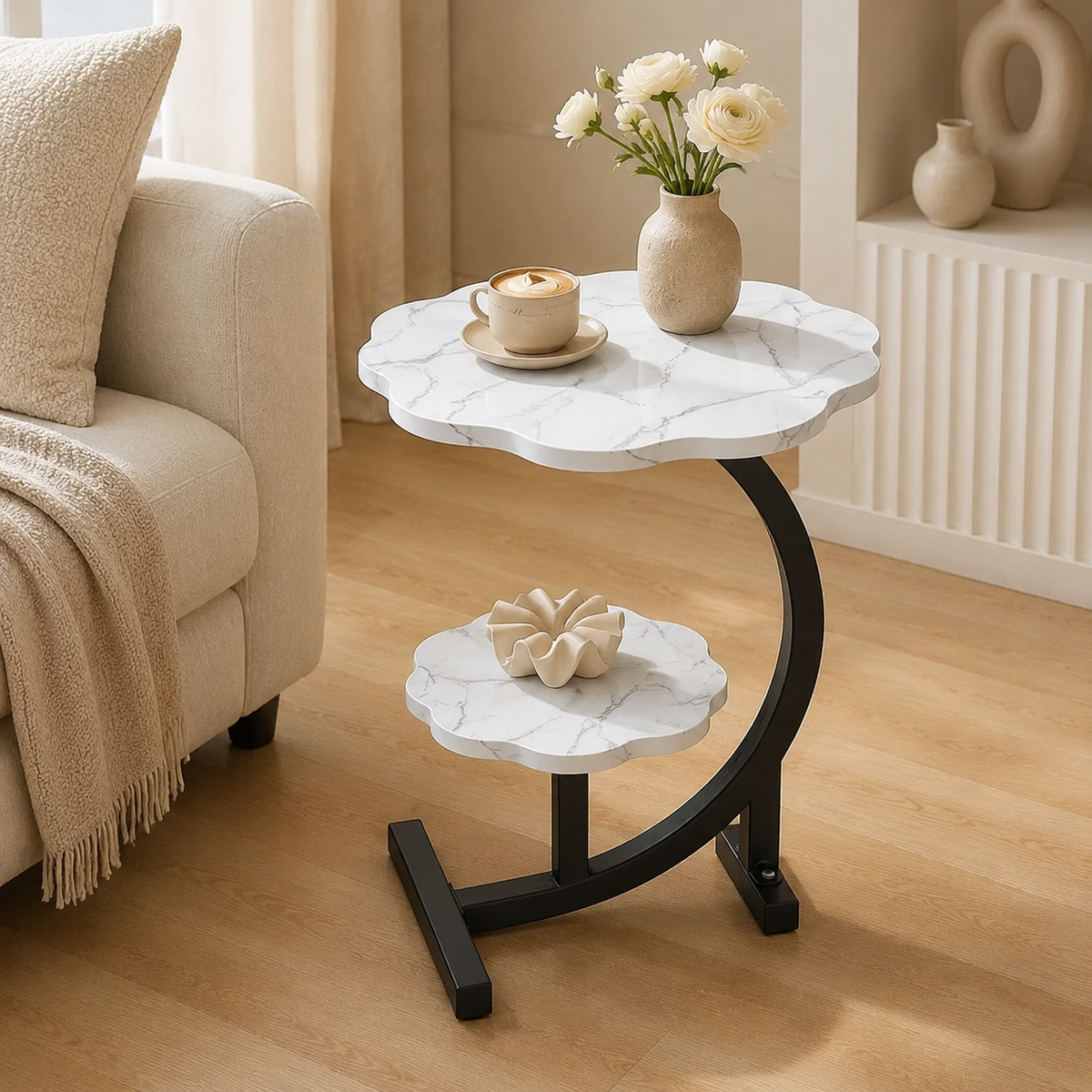 Ovelle PetalArc Two-Tier Accent Table