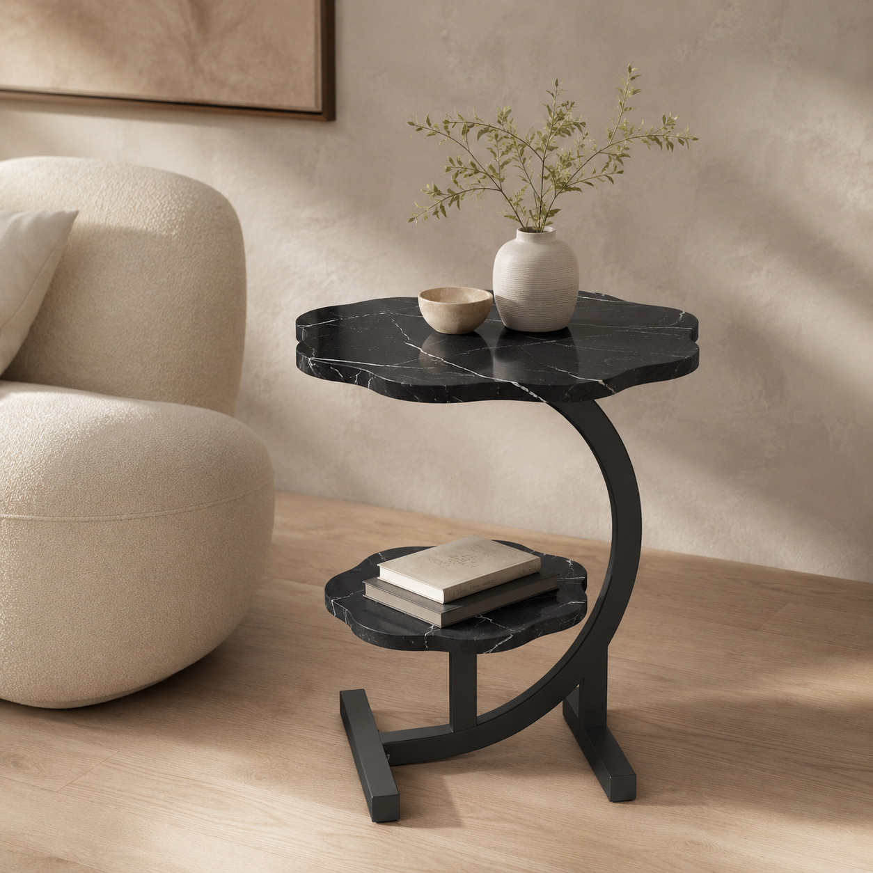 Ovelle PetalArc Two-Tier Accent Table
