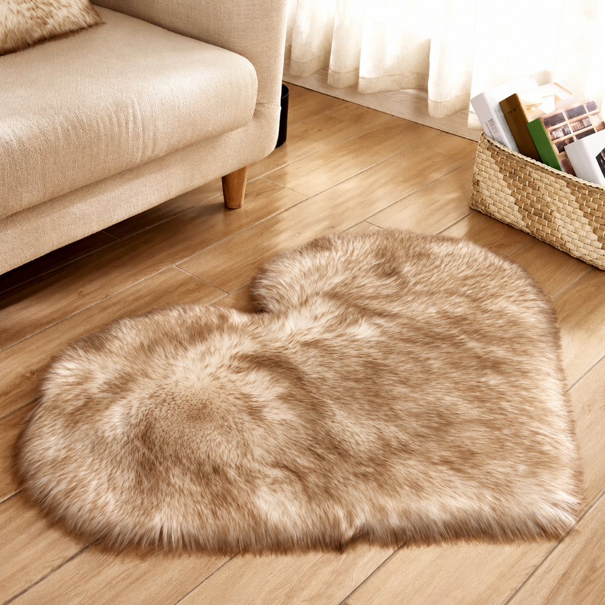 Ovelle Amora Faux-Fur Heart Rug