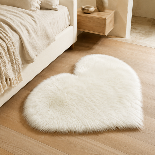 Ovelle Amora Faux-Fur Heart Rug