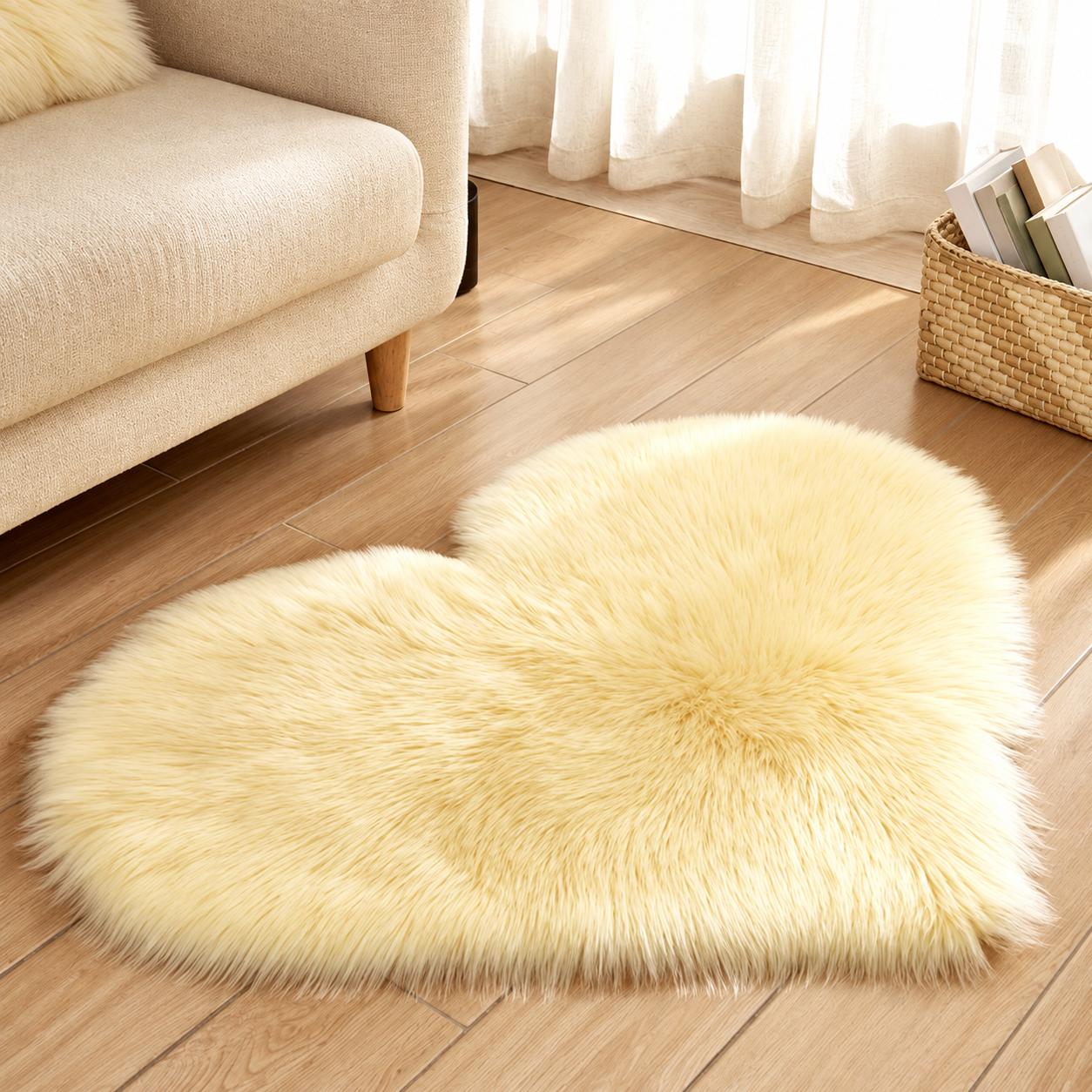 Ovelle Amora Faux-Fur Heart Rug