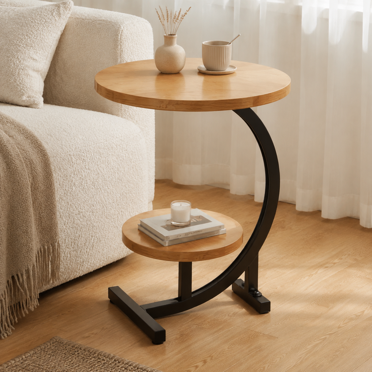 Ovelle PetalArc Two-Tier Accent Table