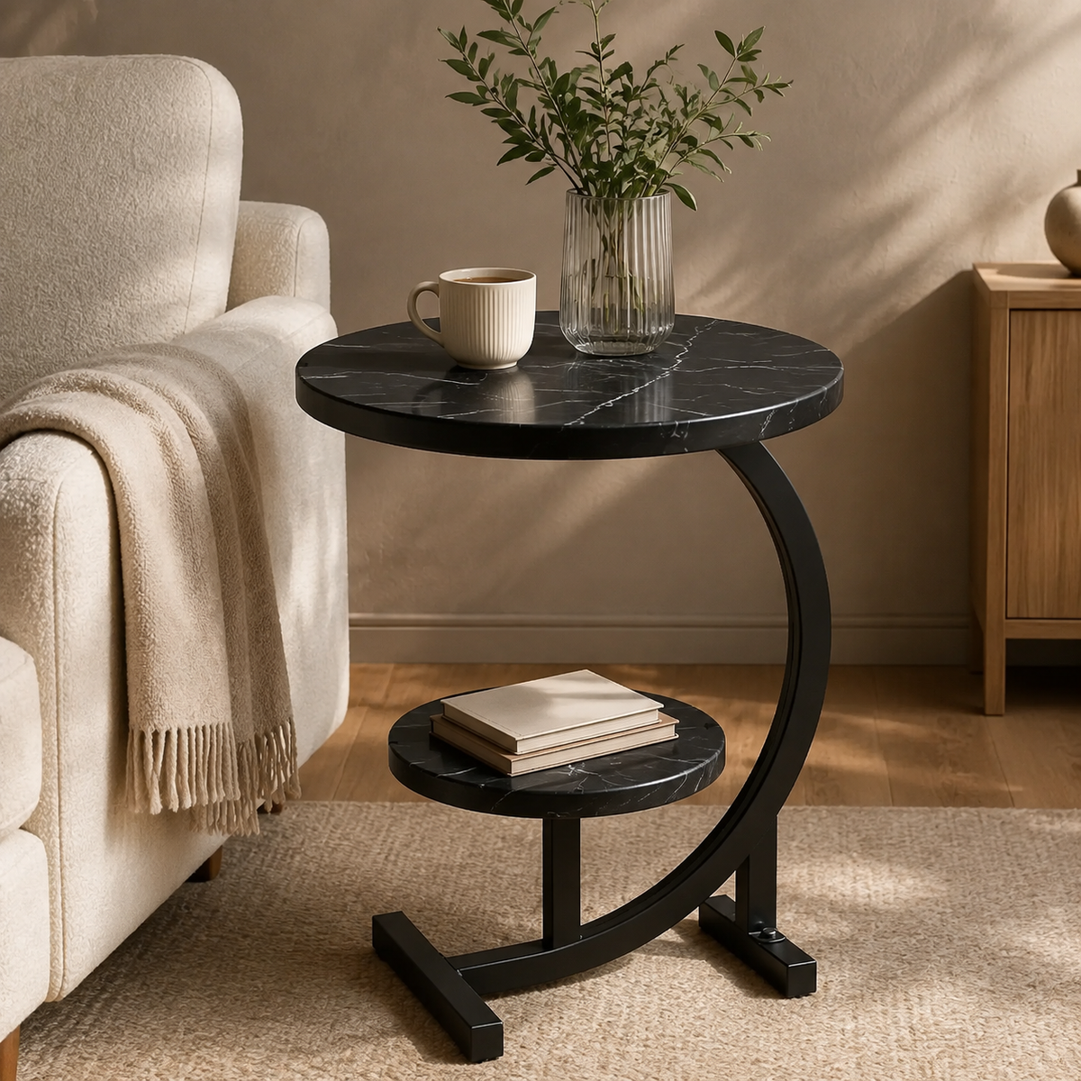 Ovelle PetalArc Two-Tier Accent Table