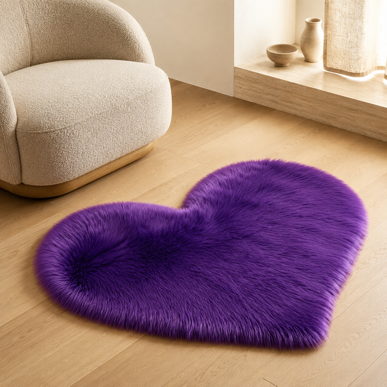 Ovelle Amora Faux-Fur Heart Rug