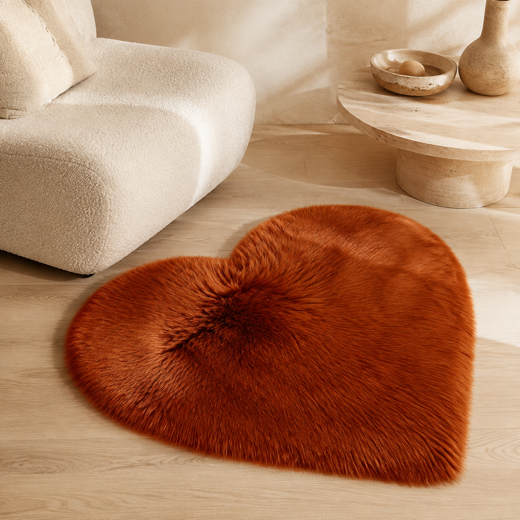 Ovelle Amora Faux-Fur Heart Rug