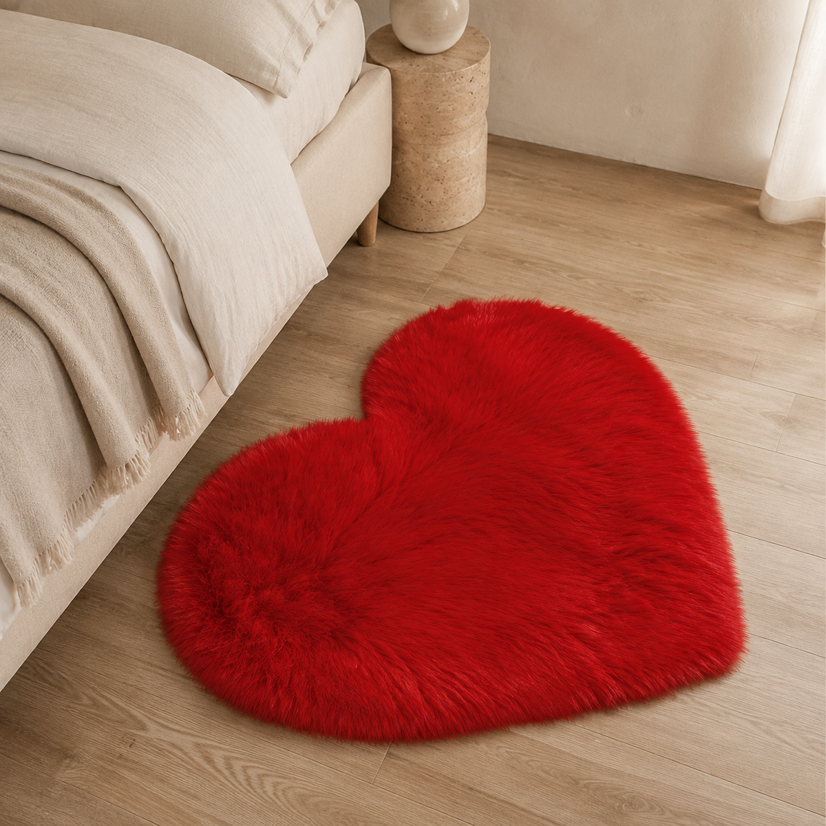 Ovelle Amora Faux-Fur Heart Rug