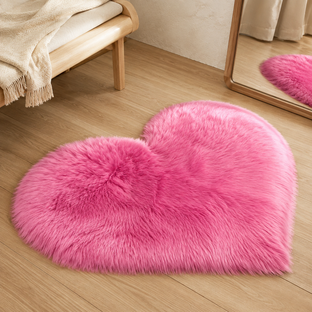 Ovelle Amora Faux-Fur Heart Rug